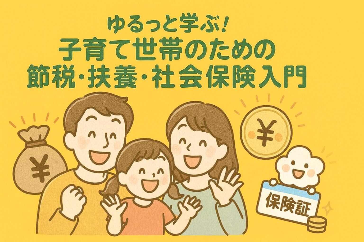 子育て世帯向けの節税・扶養・社会保険入門。配偶者控除・扶養控除・社会保険の基礎をわかりやすく説明。お金の仕組みを簡単に学ぶように理解できる記事。