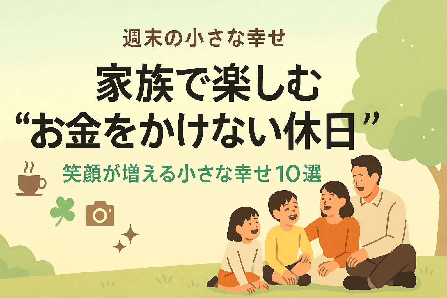 家族で笑顔に過ごす週末のイラスト｜お金をかけずに楽しむ休日アイデア10選